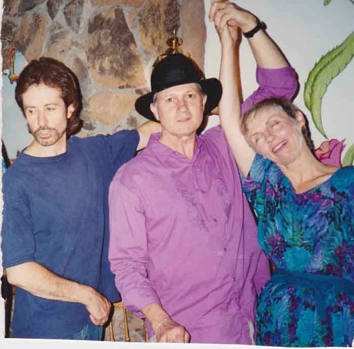 Christopher Riordan, George Chakiris and Shirley Patton celebrating opening of Don Juan In Hell
