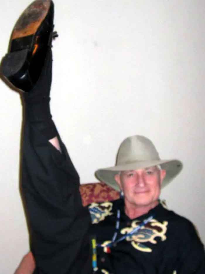 Christopher doing his famous kick
