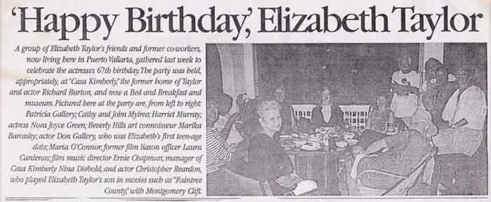 Christopher Riordan and others celebrate Elizabeth Taylor's birthday in Puerto Vallarta