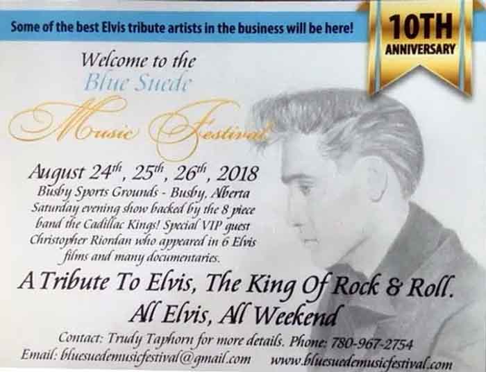 Flyer for the Elvis Blue Suede Festival in 2018