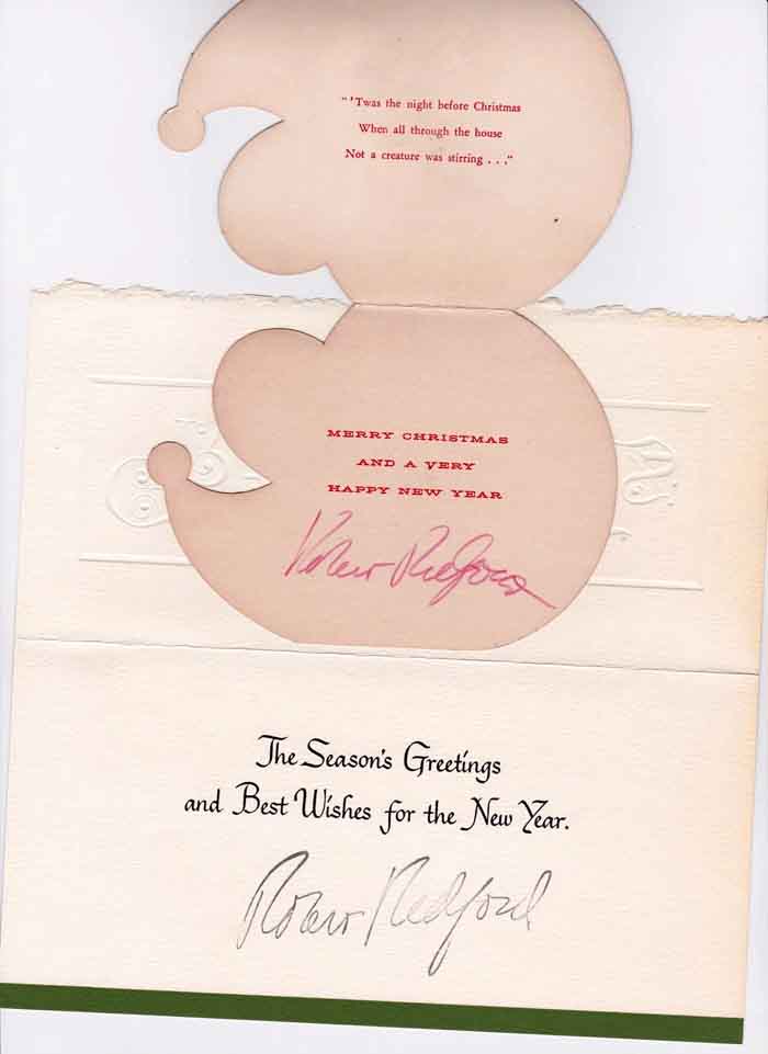 Christmas card from Robert Redford to Christopher